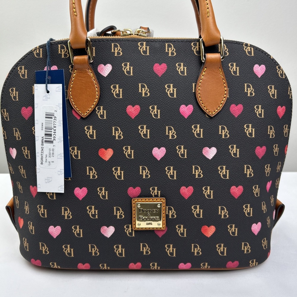 NWT Dooney & Bourke Hearts Signature Zip Zip Satchel Handbag Purse Bag BGRHT2343 - Picture 3 of 16